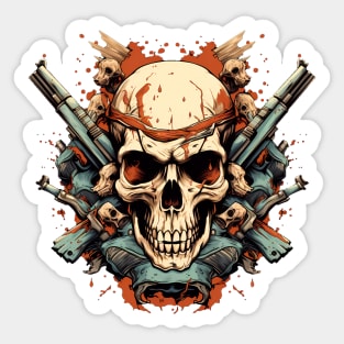 Skull With Guns Sticker